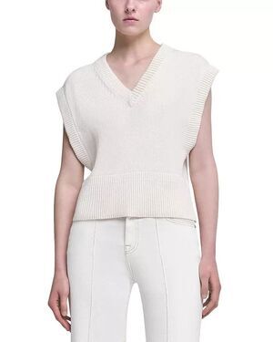 SIMKHAI Erin Cotton-Blend Sweater Vest M Quiet Luxury Capsule Vanilla Girl